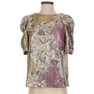Anthropologie Marie Floral Sequin Puff Sleeve Sequined Dress Top Womens Sz 4 NWT
